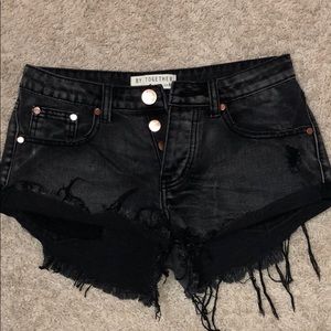 Black high rise cut off shorts